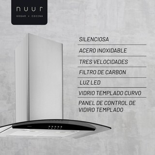 Foto 4 | Campana Extractora A Pared Acero Inoxidable Y Cristal Templado 60 Cm