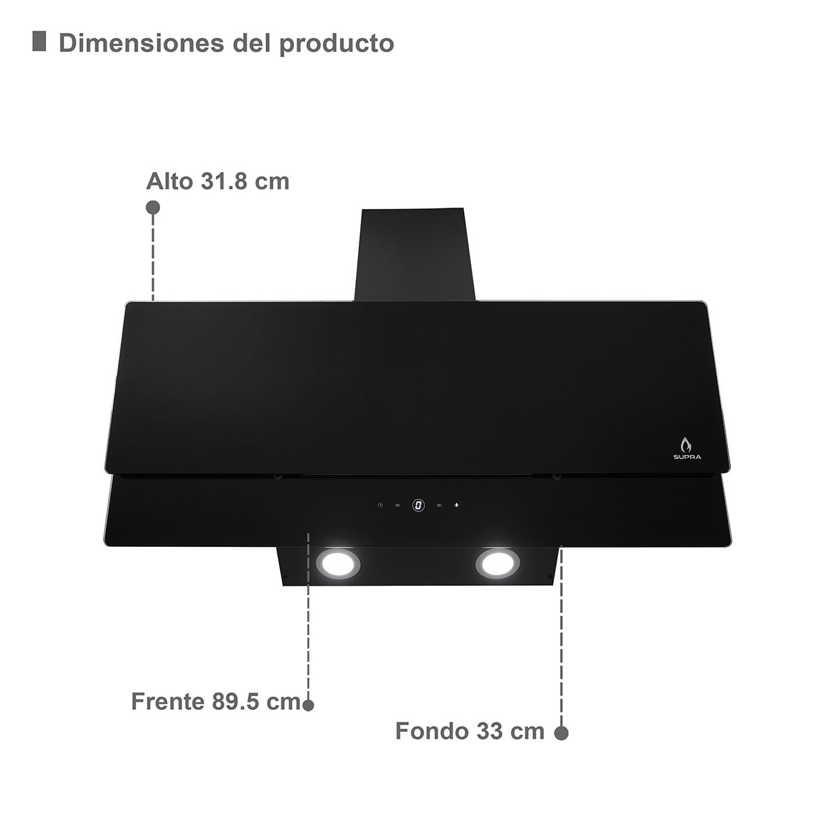 Foto 8 pulgar | Campana Extractora Cp-90 Decorativa De Pared De Tipo Pantalla Con Cristal Templado Color Negro