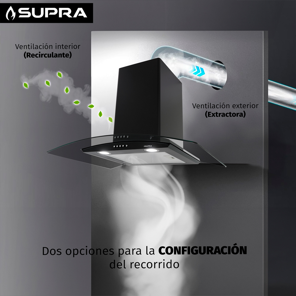 Foto 7 pulgar | Campana Extractora Cc-76-black Decorativa De Pared De Acero Inoxidable Color Negro