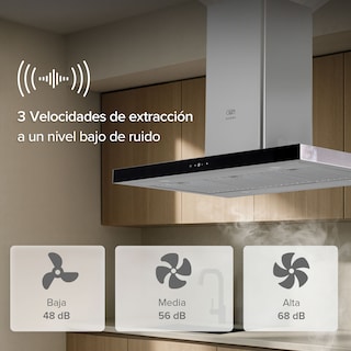 Foto 5 | Campana De Cocina De Isla Tipo T 90 Cm En Acero Inoxidable Con Tecnología Sin Contacto