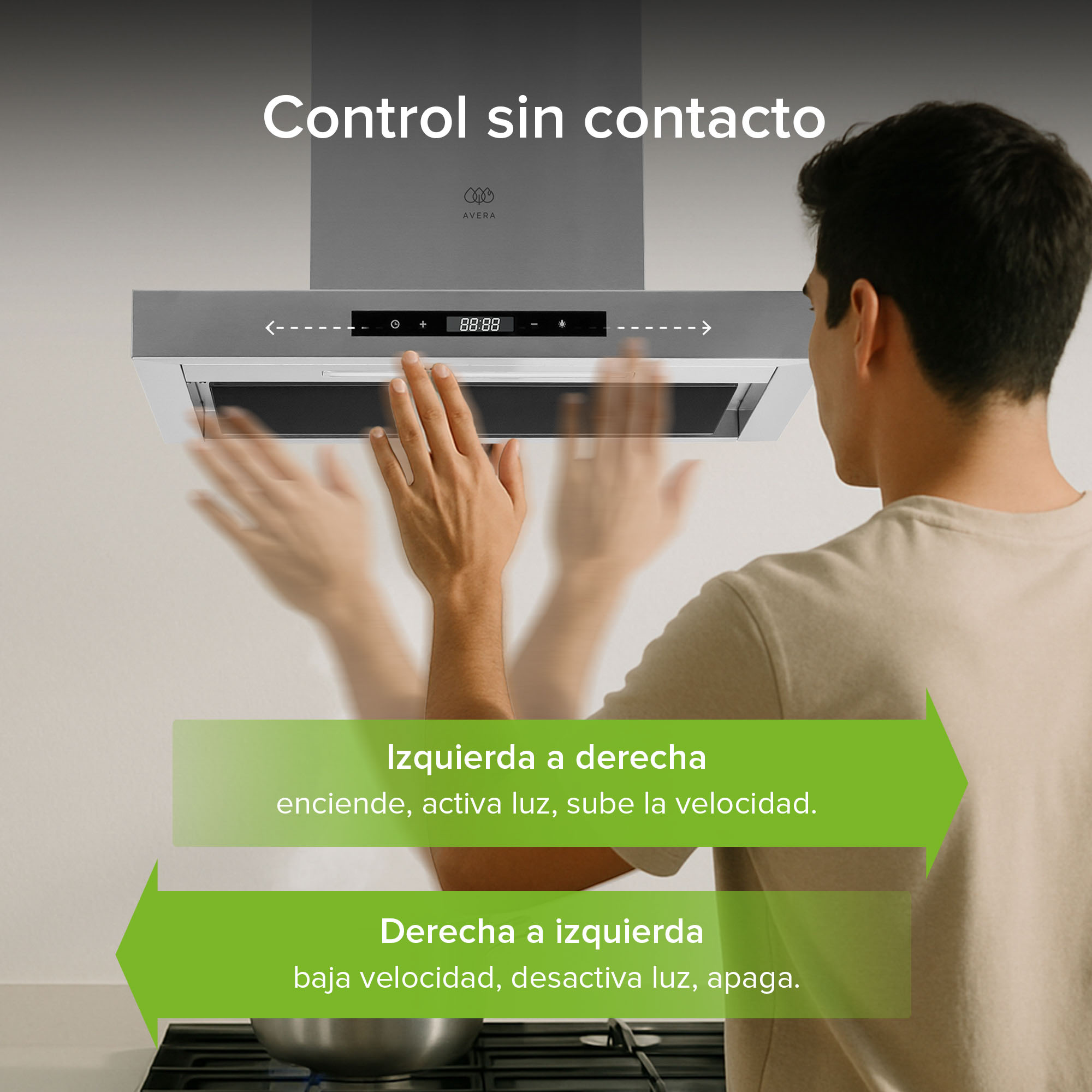 Foto 7 | Campana De Cocina De Pared Tipo T 60 Cm En Acero Inoxidable Con Tecnología Sin Contacto