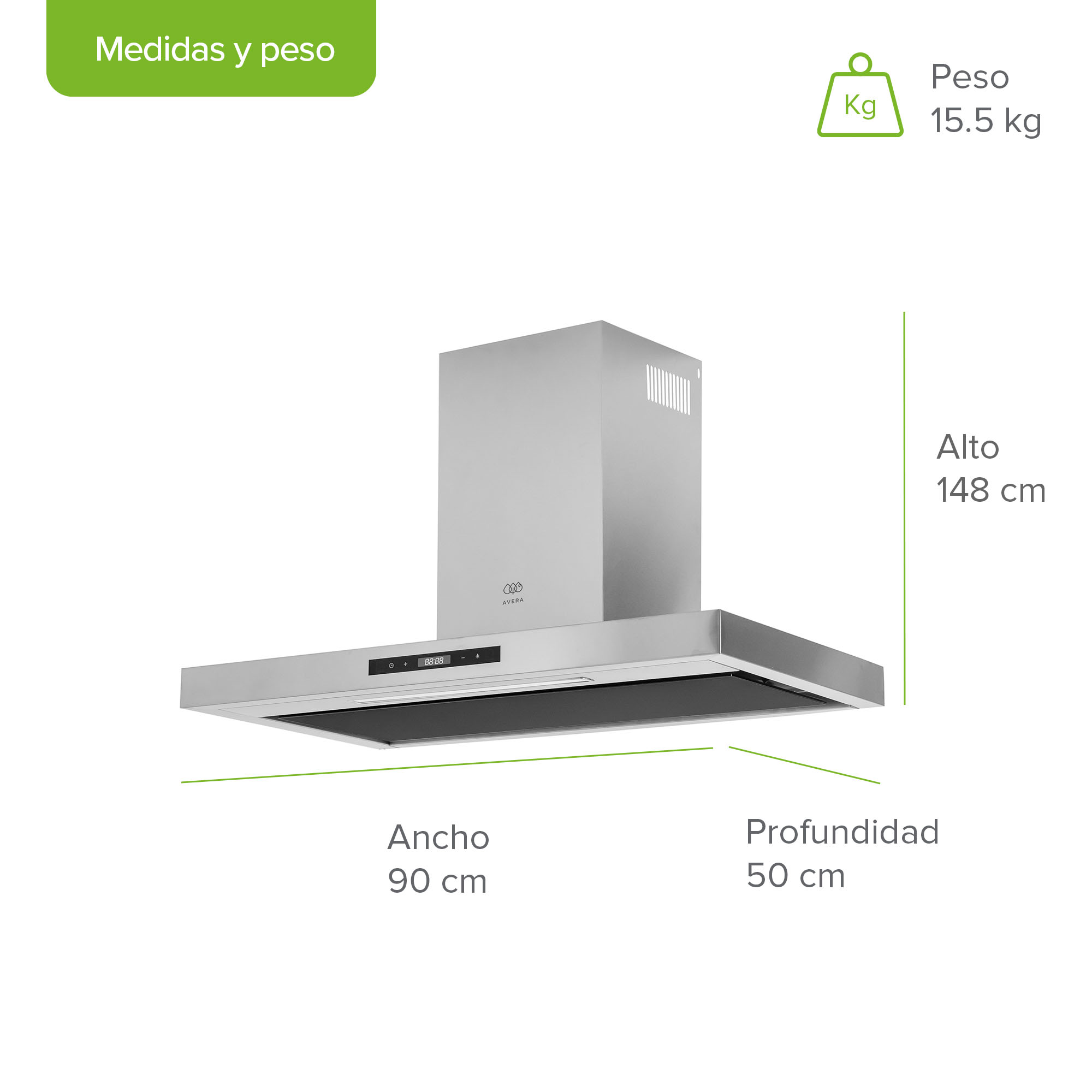 Foto 3 pulgar | Campana De Cocina De Pared Tipo T 90 Cm En Acero Inoxidable Con Tecnología Sin Contacto