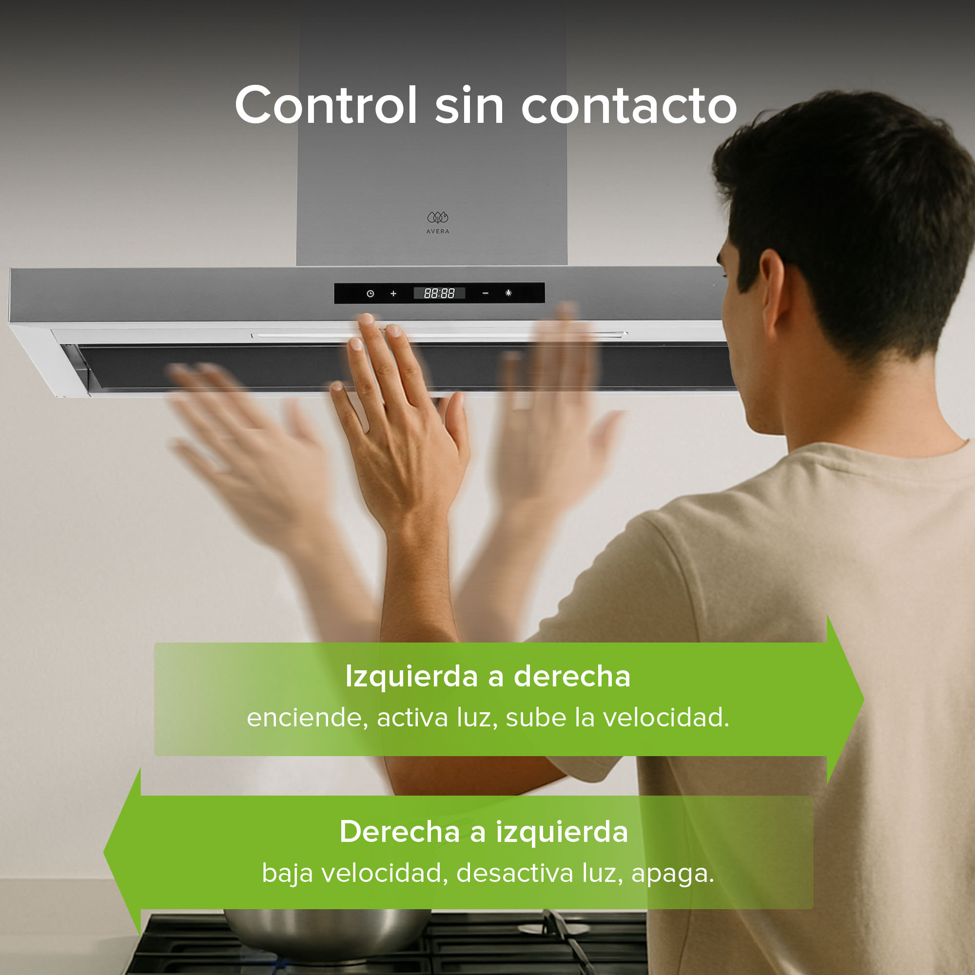 Foto 8 pulgar | Campana De Cocina De Pared Tipo T 90 Cm En Acero Inoxidable Con Tecnología Sin Contacto