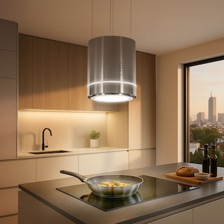Foto 7 | Campana De Cocina De Isla Cilíndrica 38 Cm Acero Inoxidable Y Lámpara Decorativa