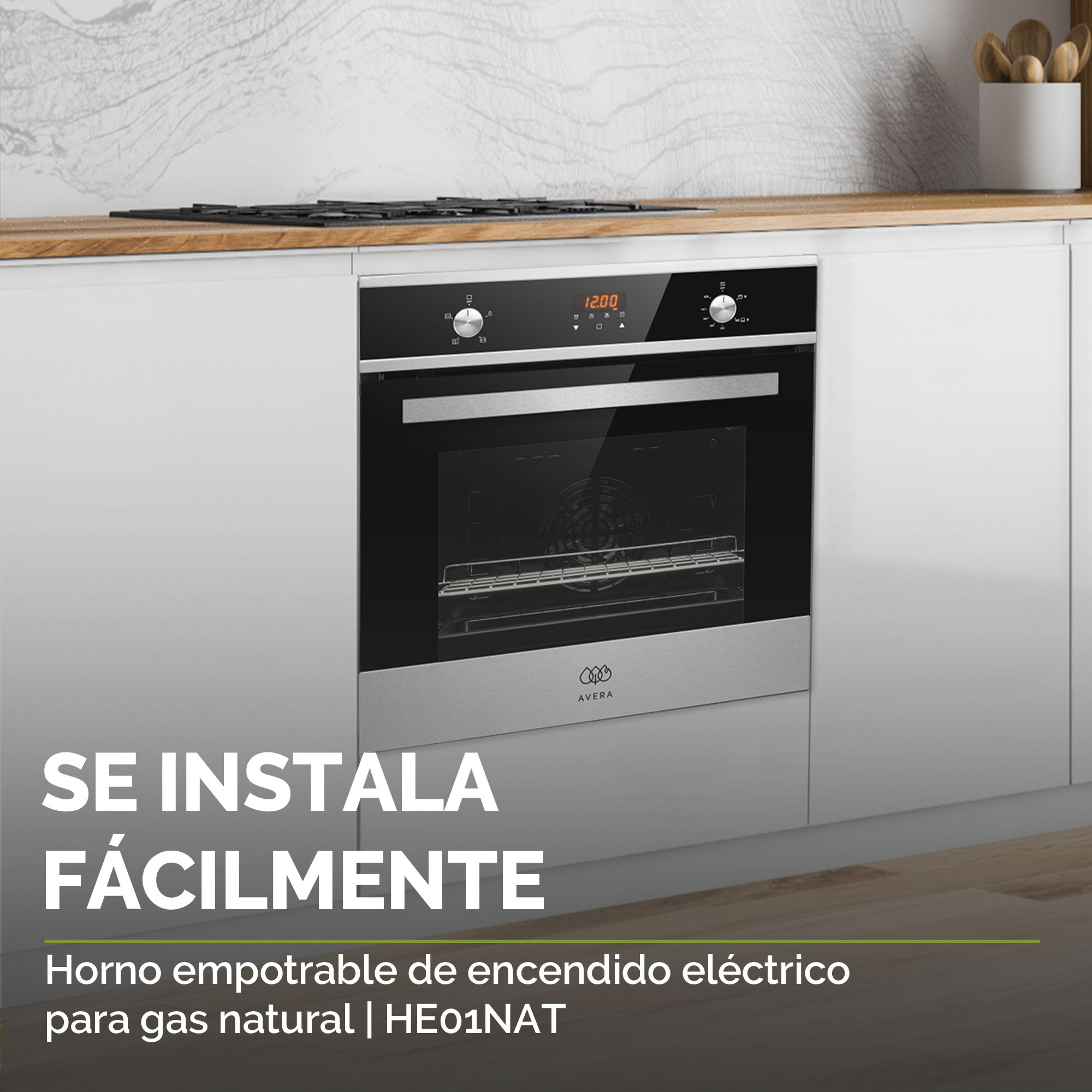 Foto 6 | Horno Empotrable Gas Natural Avera He01nat Eléctrico Acero Inoxidable - color Negro