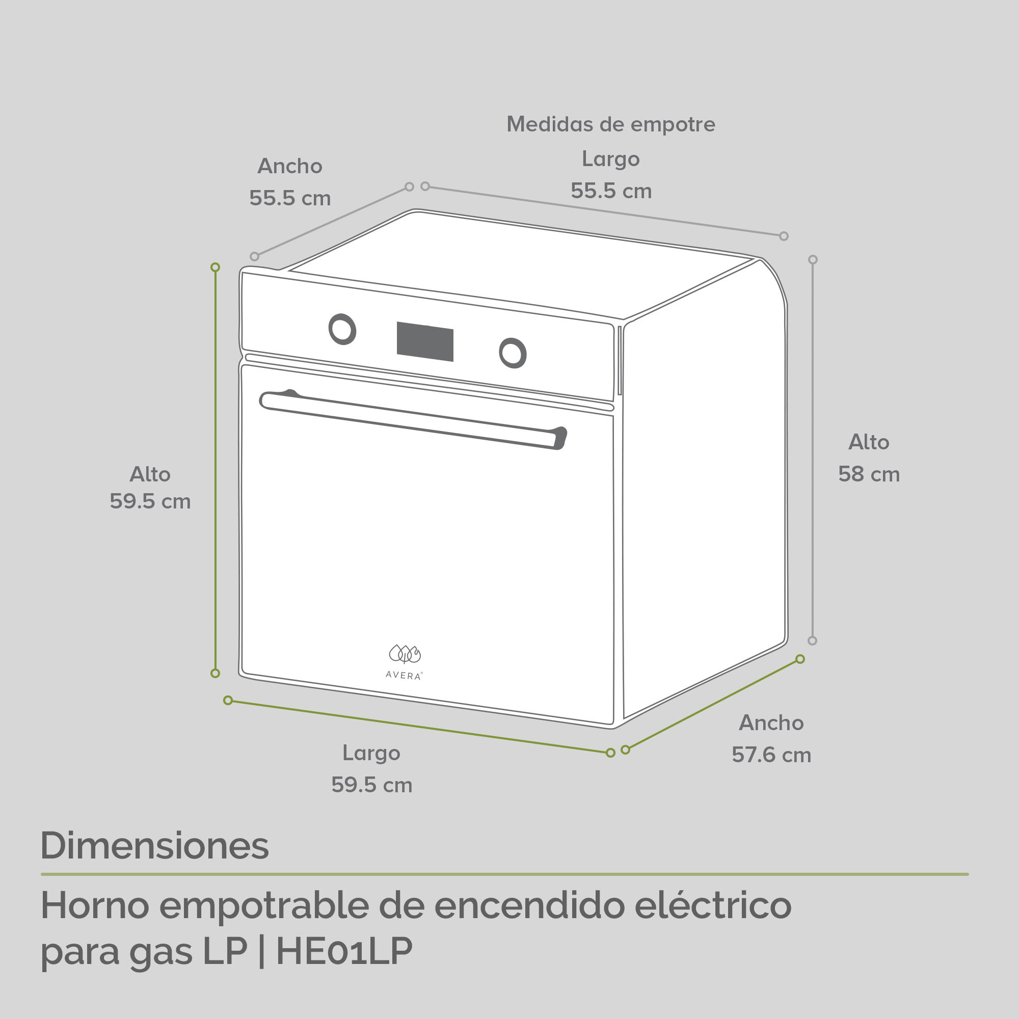 Foto 4 pulgar | Horno Empotrable Gas Lp Avera He01lp Eléctrico Acero Inoxidable - color Negro