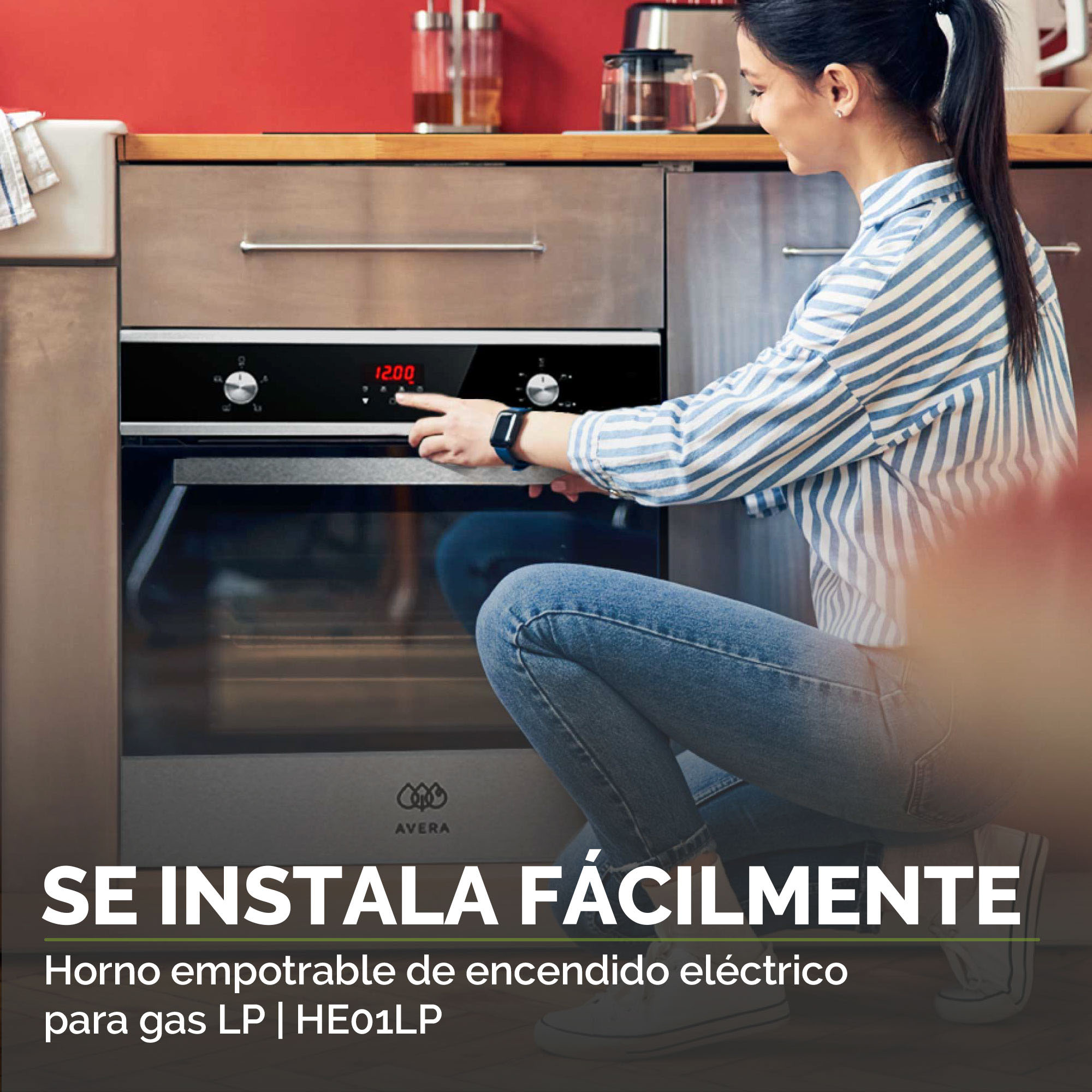 Foto 6 | Horno Empotrable Gas Lp Avera He01lp Eléctrico Acero Inoxidable - color Negro