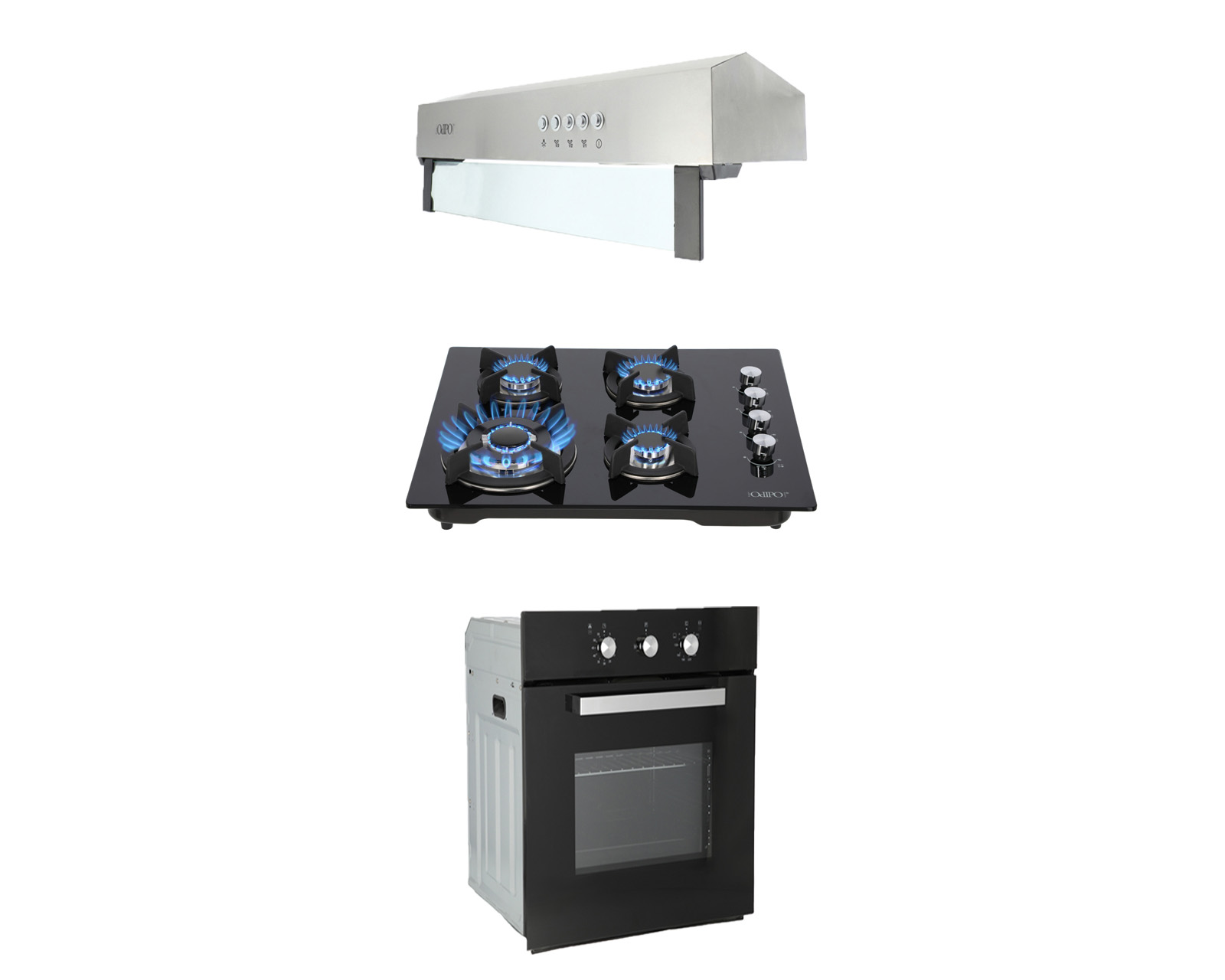 Foto 1 | Tricombo de Campana Pared Odipo Thory 60 cm Parrilla Cristal Templado Odipo 4q Clio y Horno Gas Empotrable Motrix