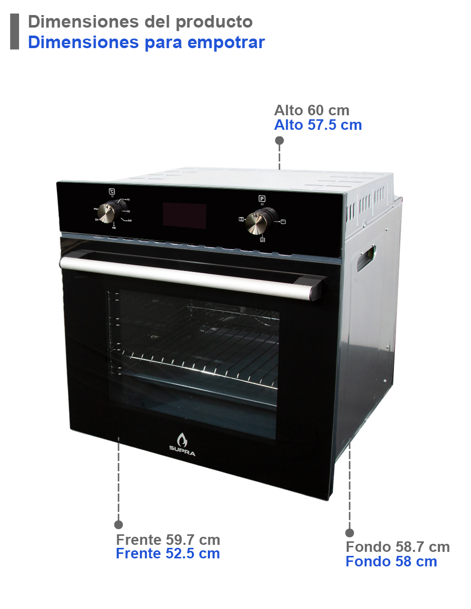 Foto 6 | Horno Eléctrico Supra Obsidian color Negro Empotrable de 60 CM en Acero Inoxidable