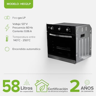 Foto 5 | Horno Empotrable 3 Perrillas Gas Lp 58 Litros Avera He02lp