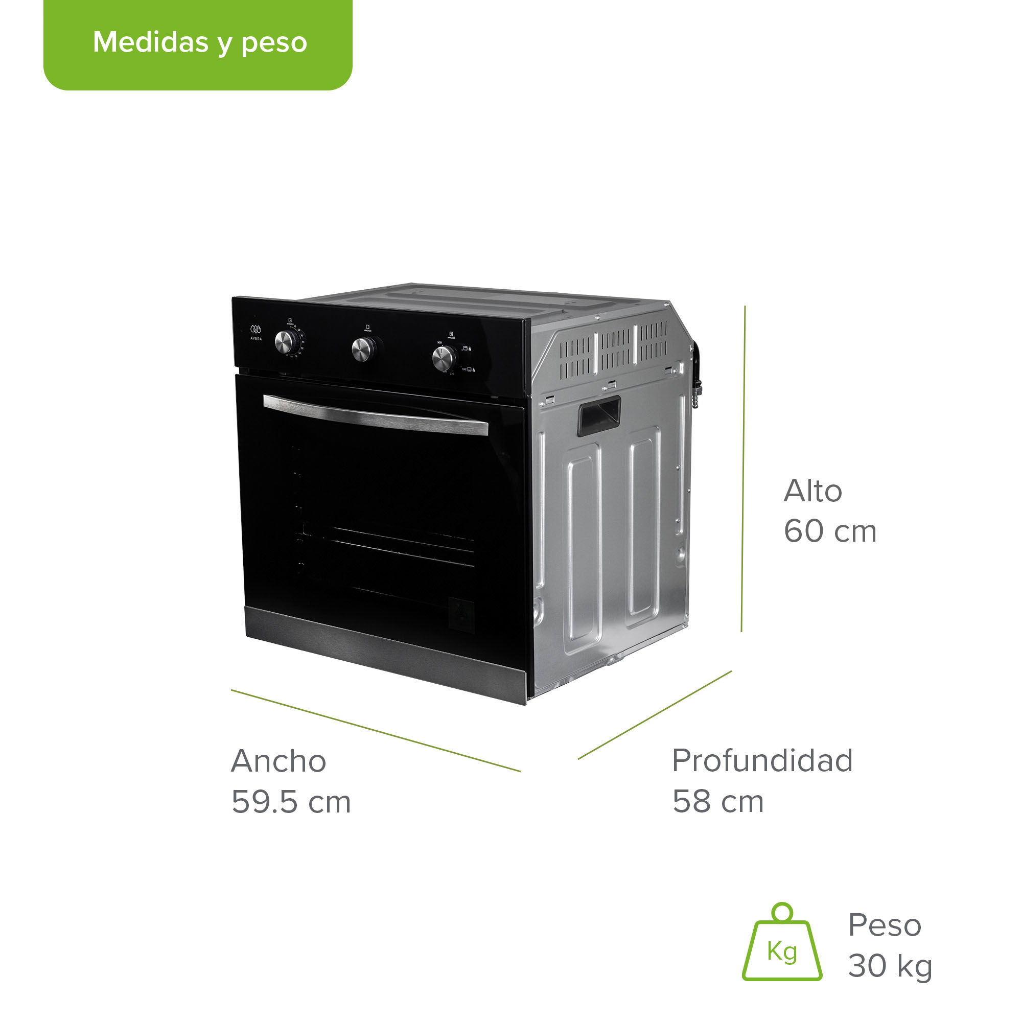 Foto 7 pulgar | Horno Empotrable 3 Perrillas Gas Lp 58 Litros Avera He02lp