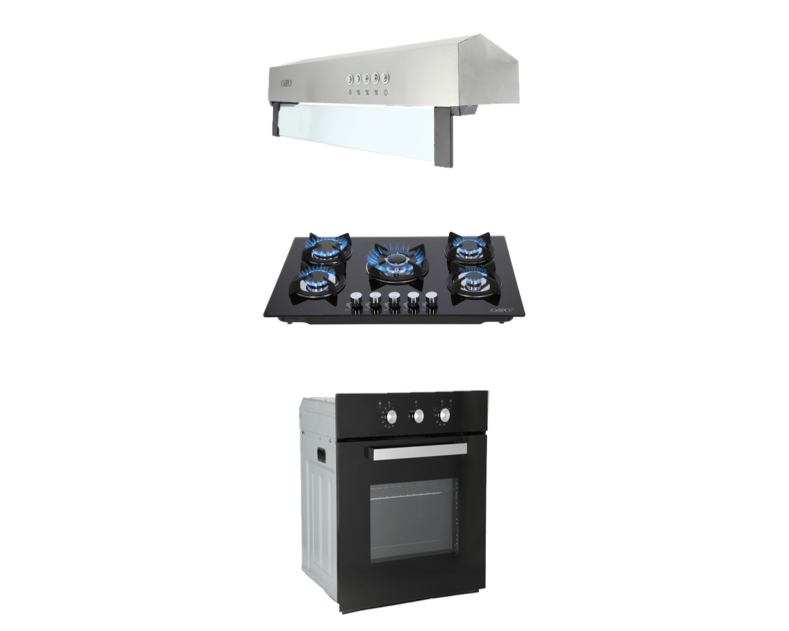 Foto 1 | Tricombo de Campana Pared Odipo Thory 75 Parrilla Odipo Cristal 5q Capella y Horno Gas Empotrable Motrix