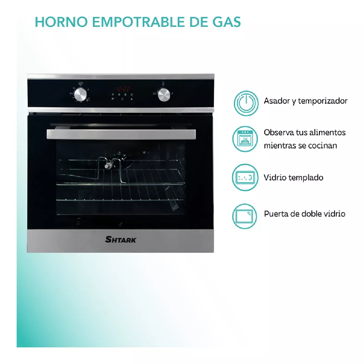 Foto 3 pulgar | Horno Empotrable De Gas Acero Inoxidable Grill Eléctrico 60l