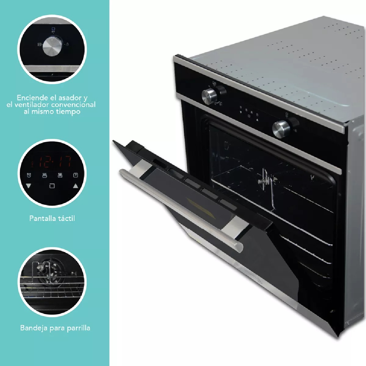 Foto 4 pulgar | Horno Empotrable De Gas Acero Inoxidable Grill Eléctrico 60l