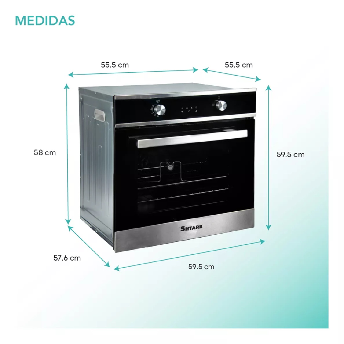 Foto 5 pulgar | Horno Empotrable De Gas Acero Inoxidable Grill Eléctrico 60l
