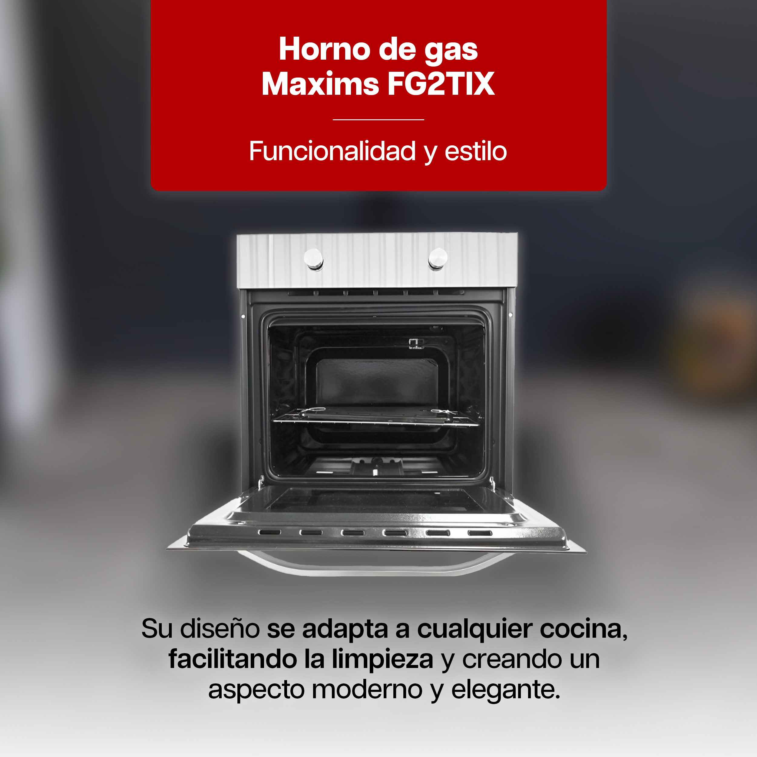 Foto 2 | Horno De Gas Empotrable Maxims 60 Cm Acero Inoxidable