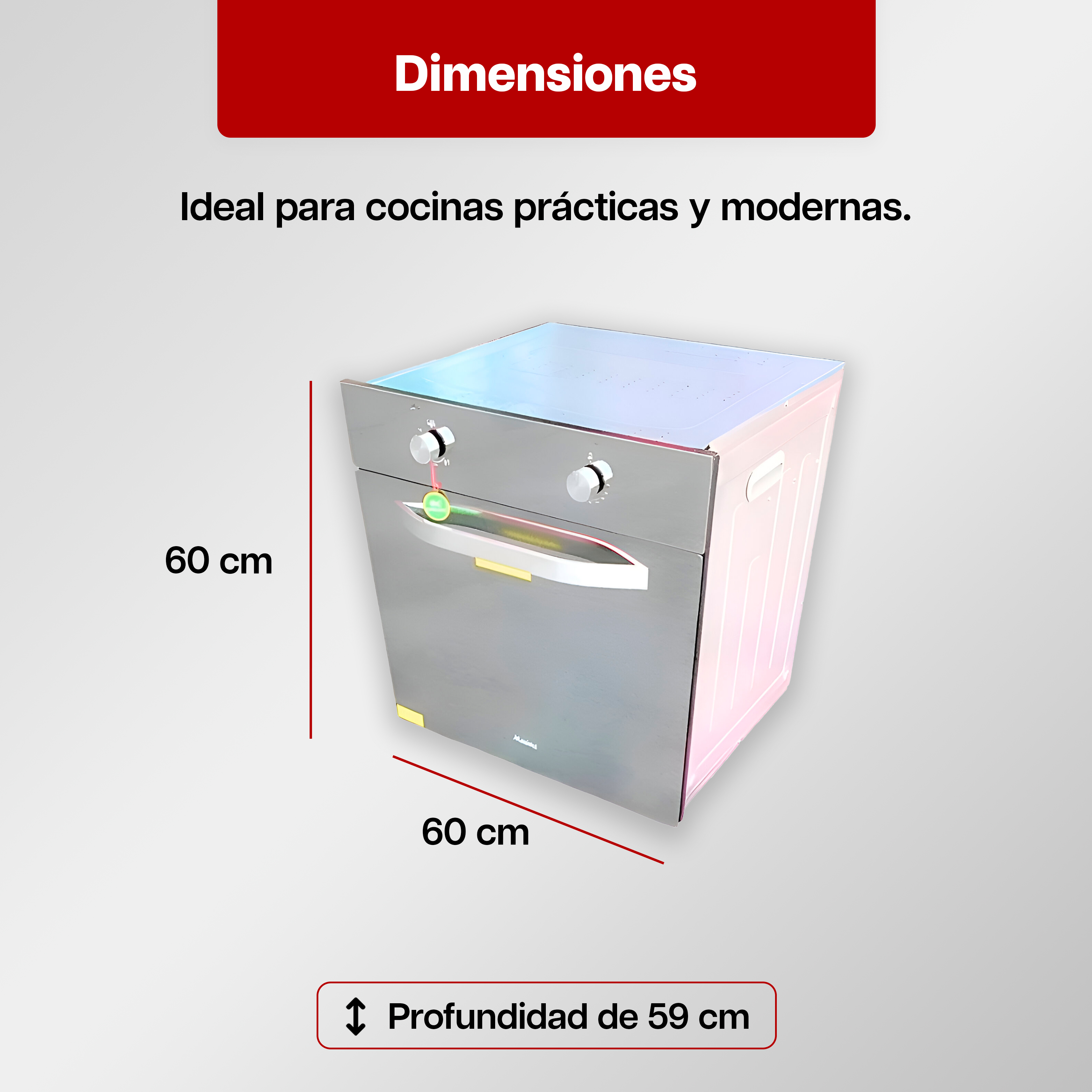Foto 3 | Horno De Gas Empotrable Maxims 60 Cm Acero Inoxidable