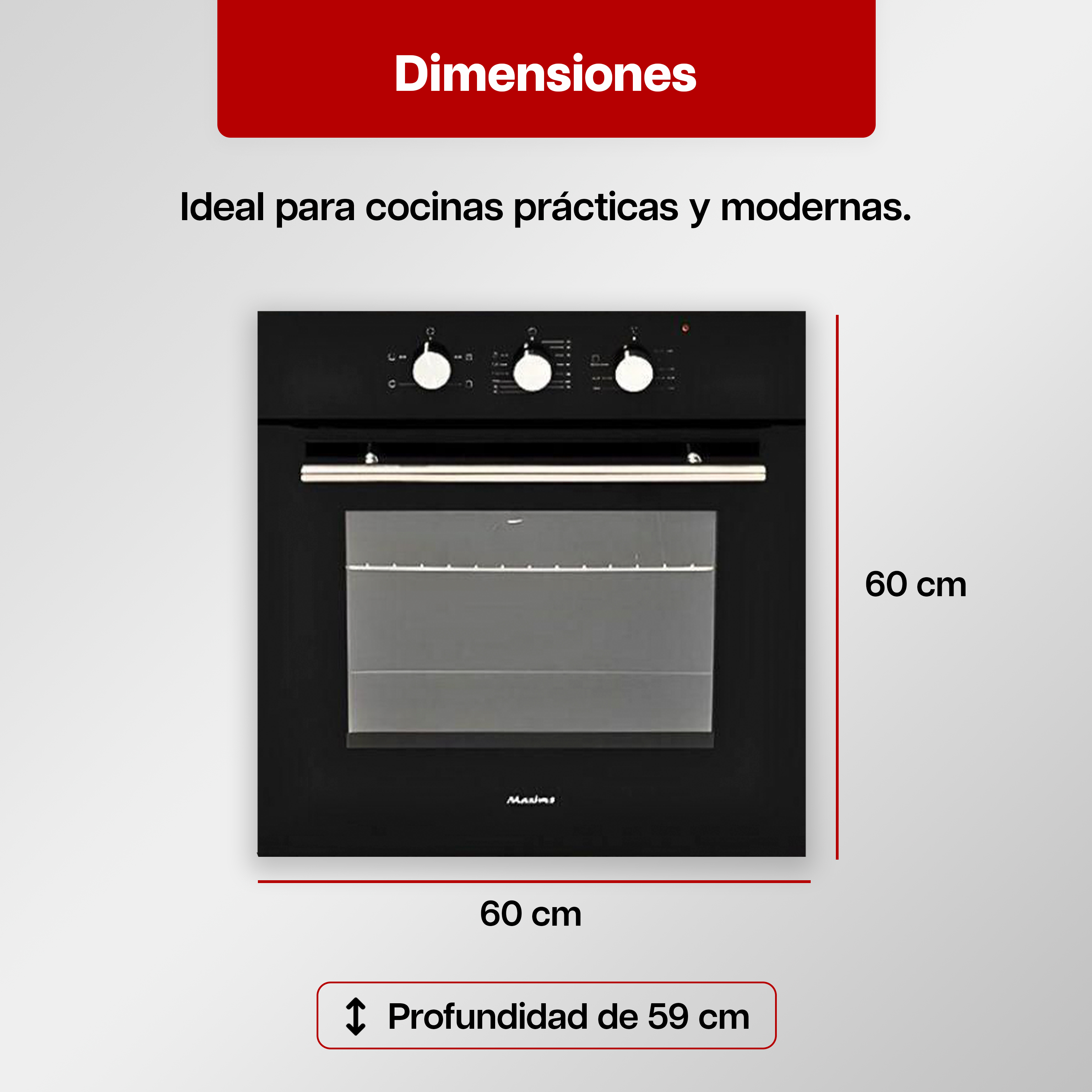 Foto 4 pulgar | Horno Eléctrico Empotrable Maxims 60 Cm Negro 110v Cristal Templado