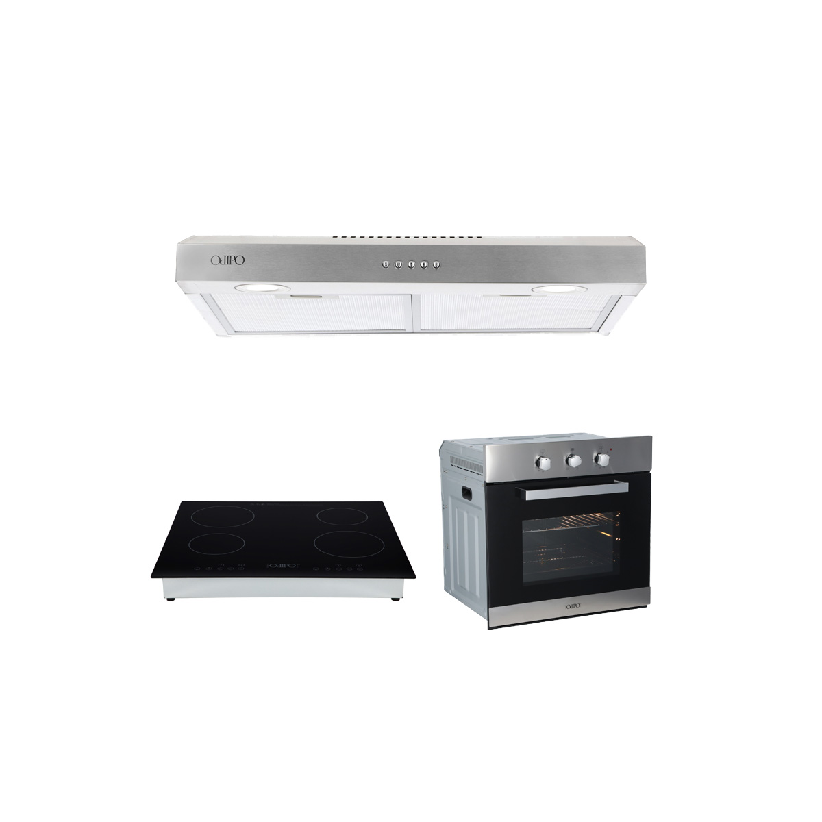Foto 1 | Campana Extractora Acero Inox Thory 80 + Parrilla De Inducción Magnética Kepler + Horno Eléctrico Empotrable E-mot