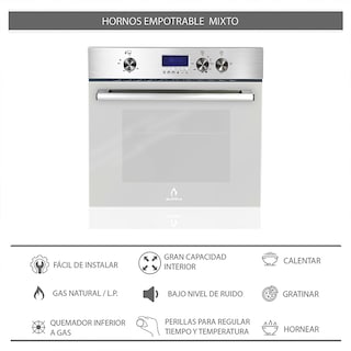 Foto 7 | Horno De Gas Silver Vortex Empotrable En Acero Inoxidable Y Puerta De Cristal Templado