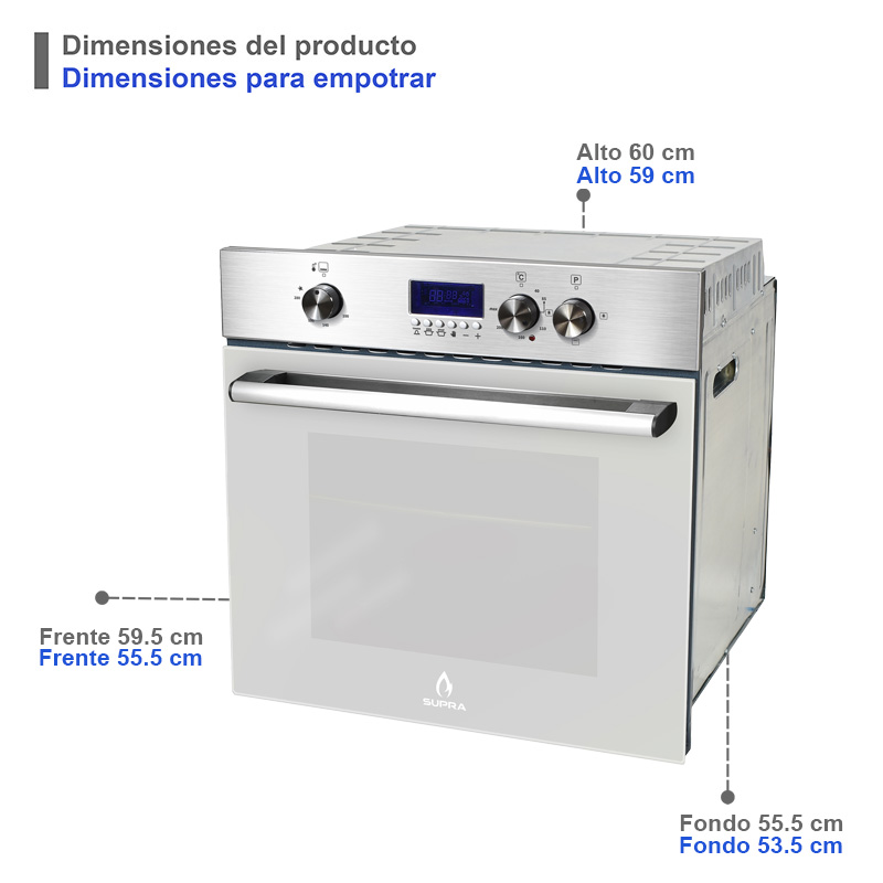 Foto 9 pulgar | Horno De Gas Silver Vortex Empotrable En Acero Inoxidable Y Puerta De Cristal Templado