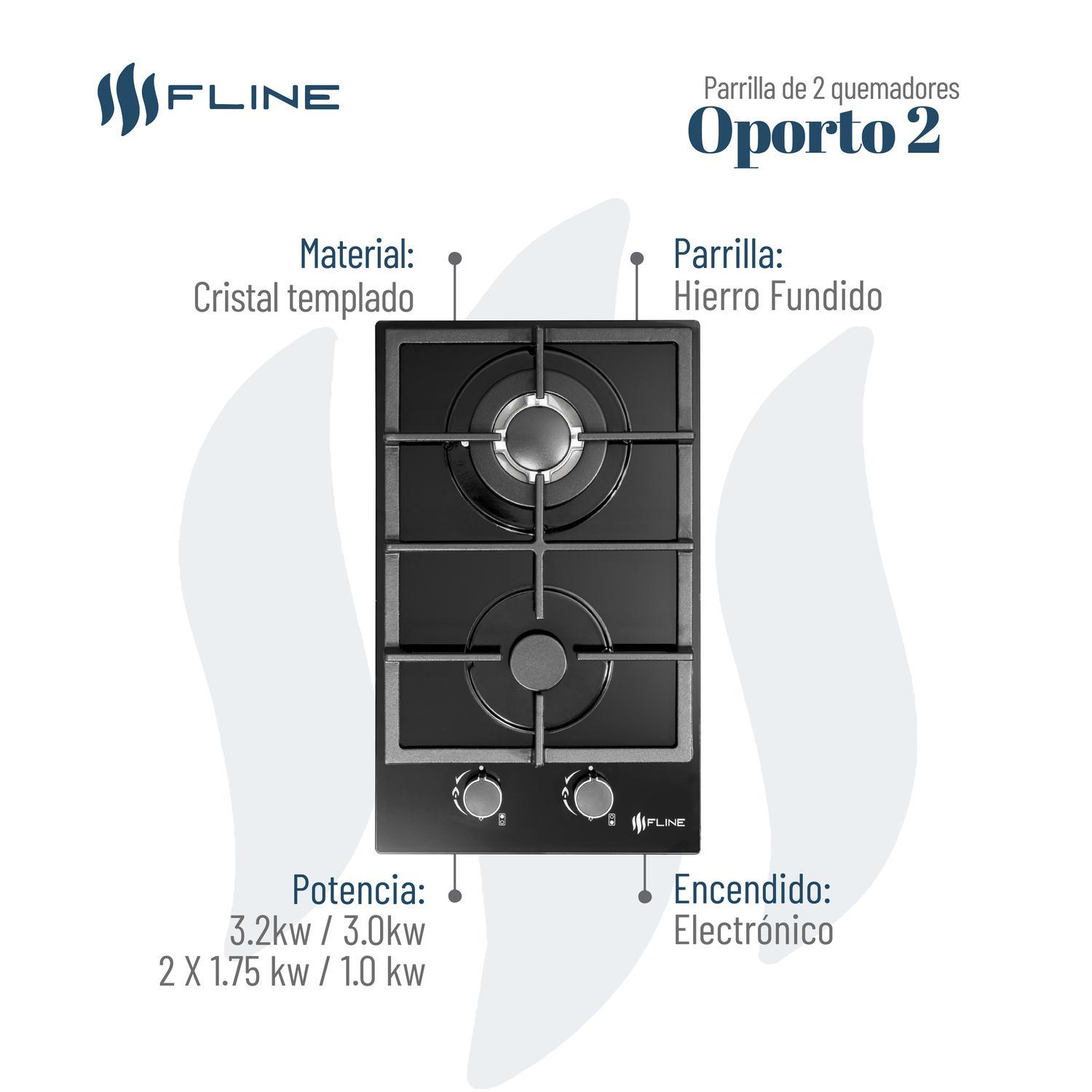 Foto 4 pulgar | Parrilla de Gas Empotrable con 2 Quemadores Fline Oporto 2