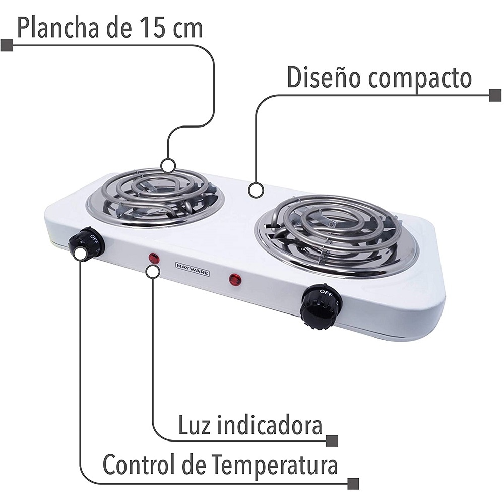 Foto 3 pulgar | Parrilla Estufa Eléctrica Mayware Hy2000a Espiral Doble Potente