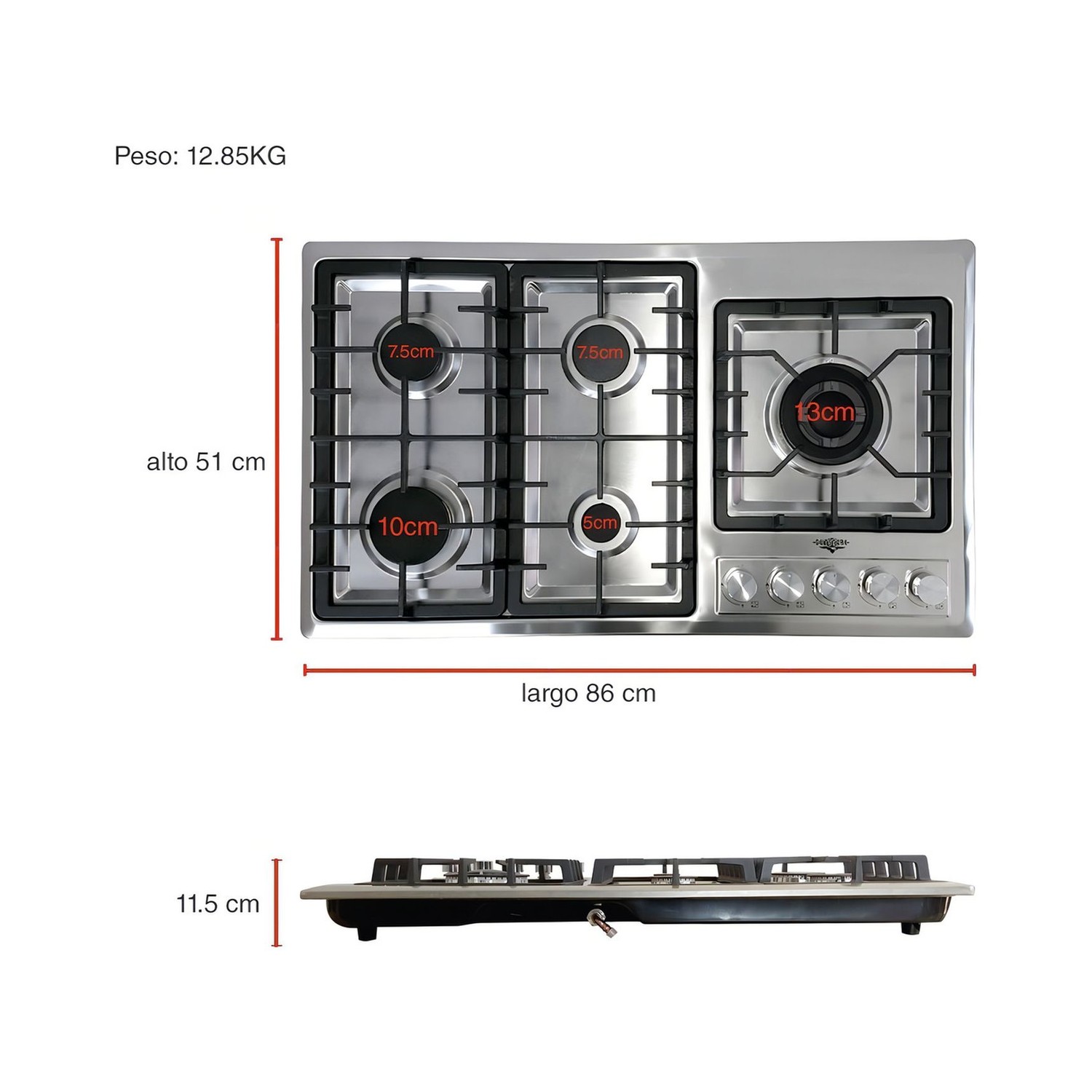 Foto 8 | Parrilla Gutstark 5 Quemadores Acero Inox Gas Lp y Natural Empotrable