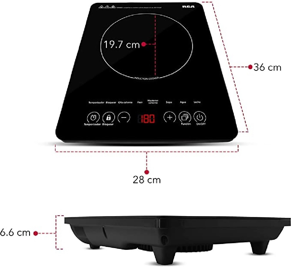 Foto 4 pulgar | Parrilla de Inducción de Cristal Templado RCA RC-12A3 Negro 1 Quemador