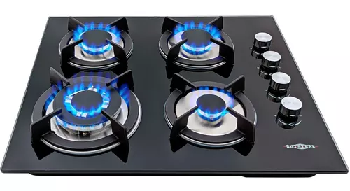 Parrilla Gutstark de 4 Quemadores Cristal Templado MKZ-PARRILLATEMP4 color Negro