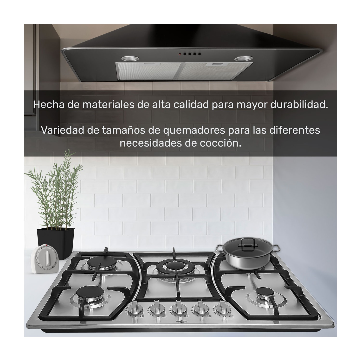 Foto 5 pulgar | Parrilla Gas Gutstark 5 Quemadores Acero Inoxidable Empotrable Hogar