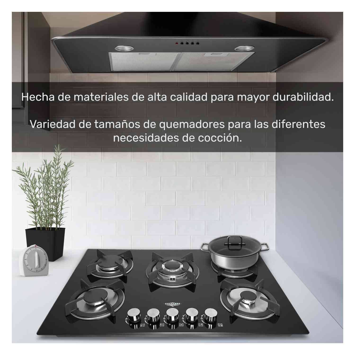 Foto 5 pulgar | Parrilla Gas Gutstark 5 Quemadores Vidrio Templado Empotrable Hogar