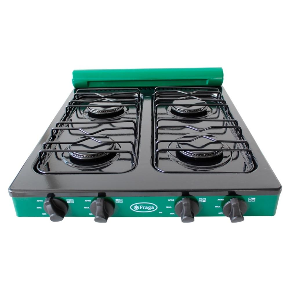 Parrilla Fraga P705 color Verde a Gas 4 Quemadores Porcelanizada