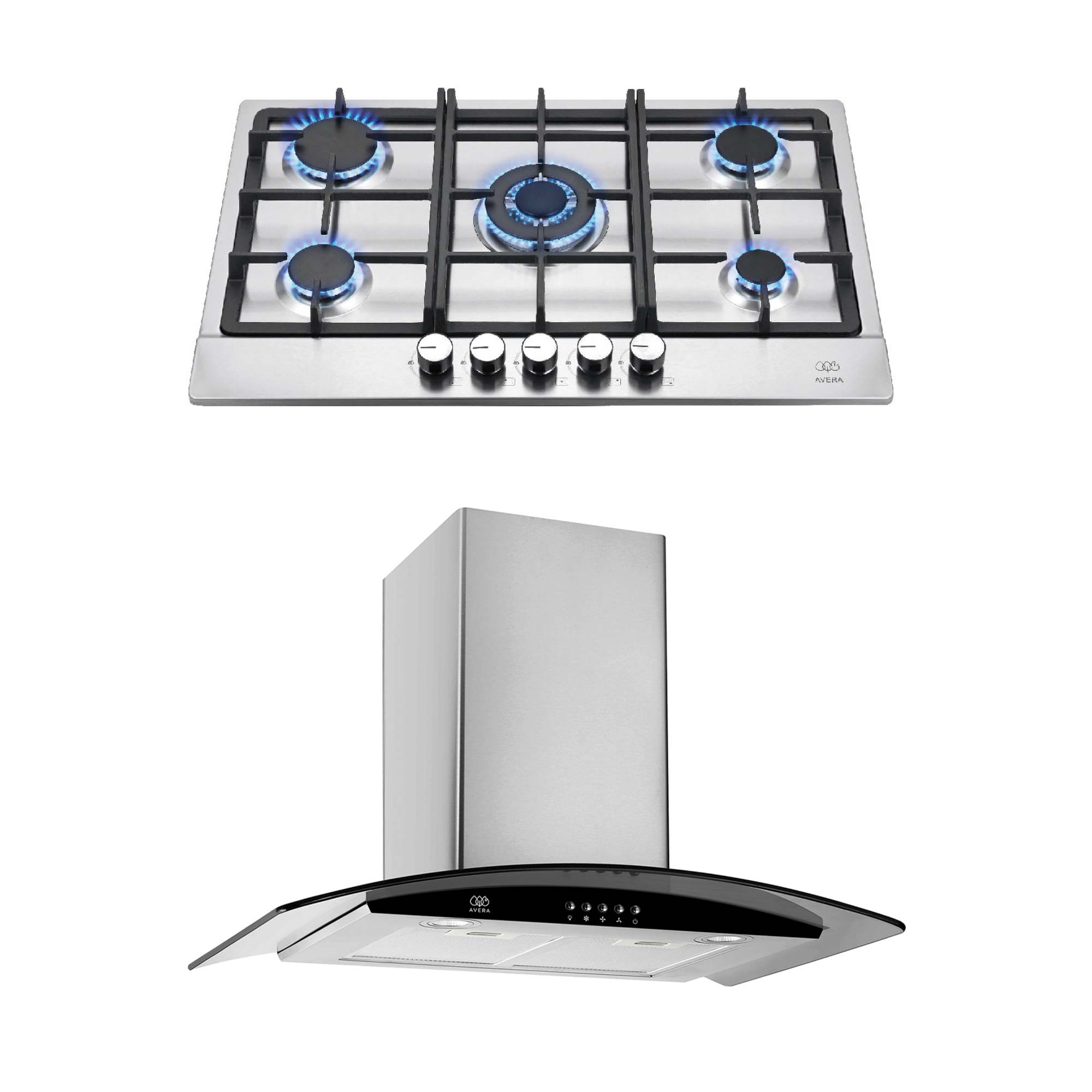 Combo Parrilla a Gas y Campana de Pared Avera AI5CEV60C color Plata