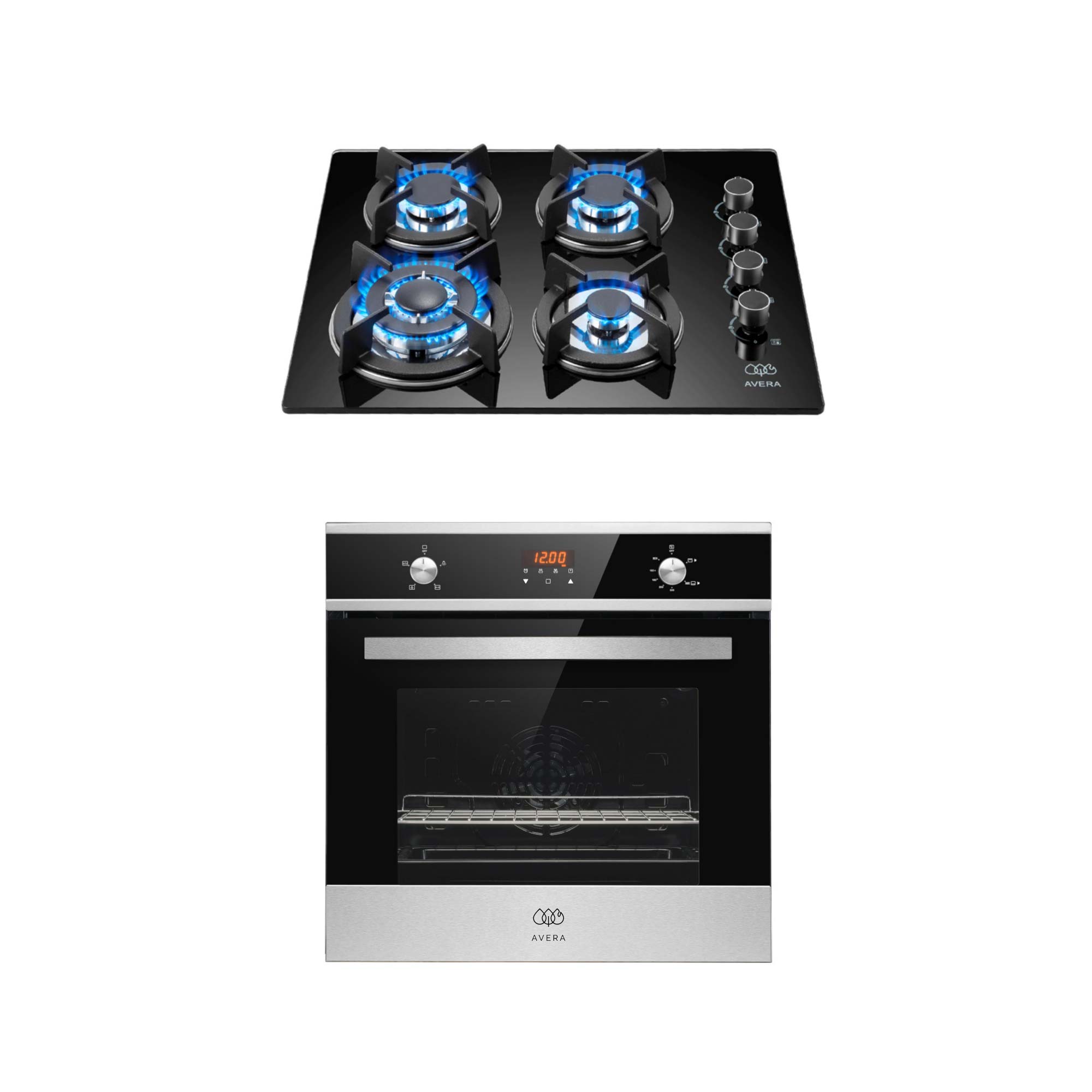 Combo Parrilla Avera A Gas 4 Quemadores Y Horno Empotrable Avera Vt4he01nat - Color Negro