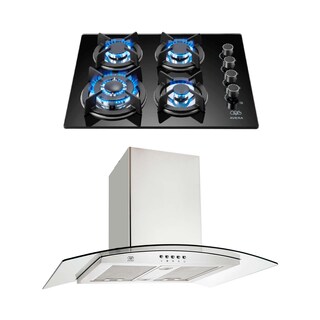 Foto 1 | Combo Parrilla A Gas 4 Quemadores Y Campana De Isla 76 Cm Avera Vt4cevd90c - Color Negro