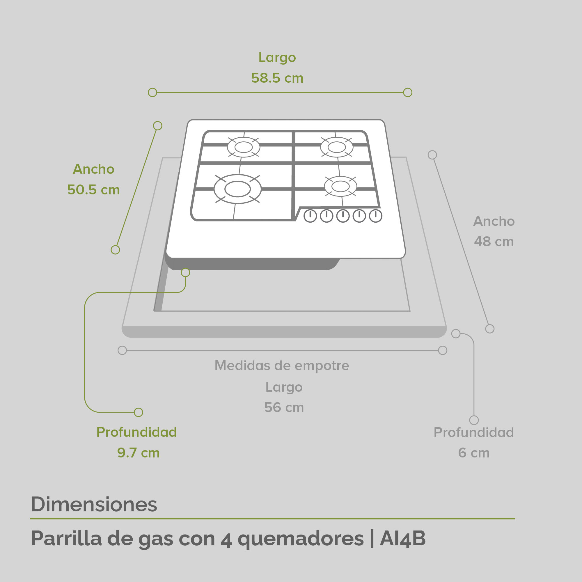 Foto 4 pulgar | Parrilla de Gas Avera AI4B color Plata 4 Quemadores