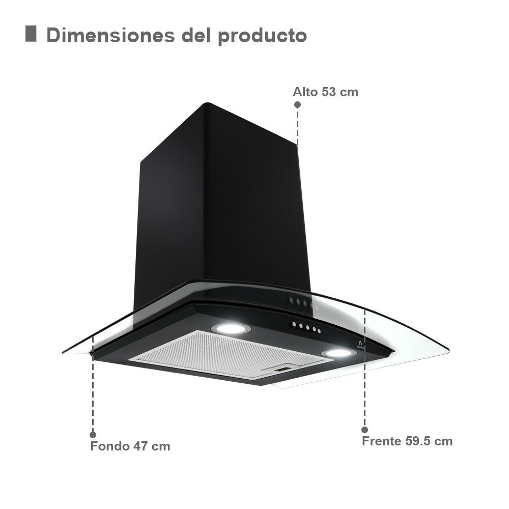 Foto 2 | Combo Supra Nael Campana De Pared CC-60-BLACK Parrilla De Gas 4q-ec-n color Negro