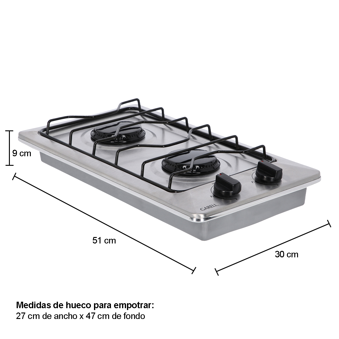 Foto 4 pulgar | Parrilla Empotrable Garell PE2Q-I color Gris 2 Quemadores