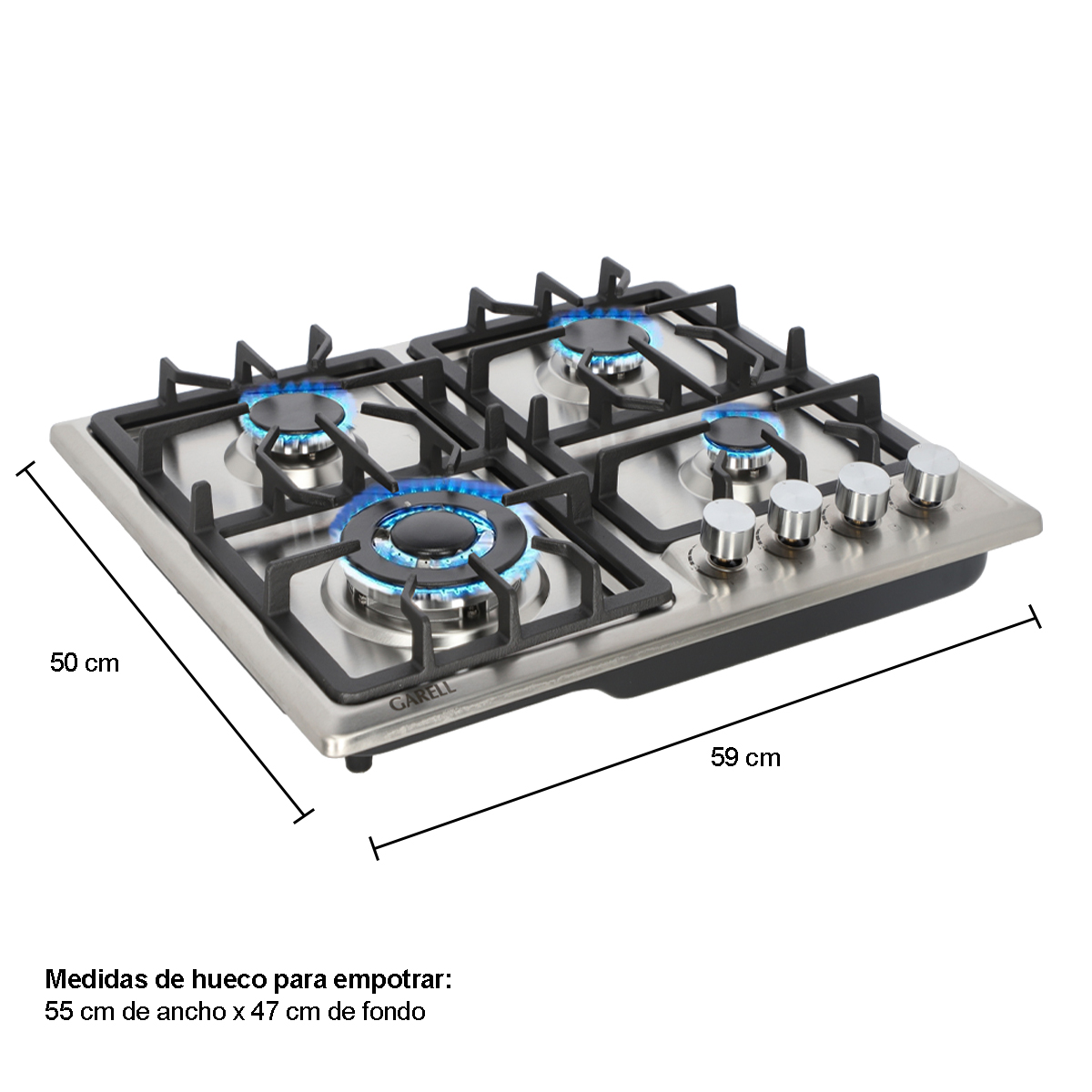 Foto 3 | Parrilla Empotrable Garell PEINOX-4Q color Gris 4 Quemadores