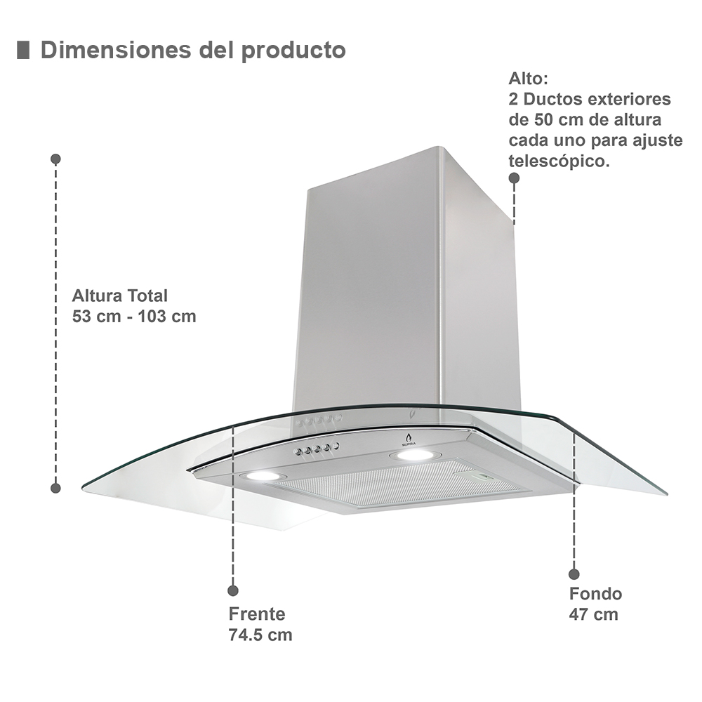 Foto 2 | Combo Supra Peralba color Gris Campana de Pared CC-76 y Parrilla de Gas Zegna