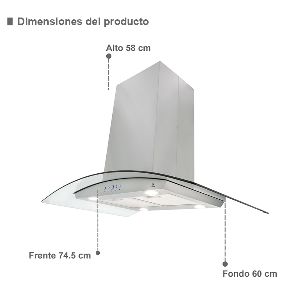 Foto 2 | Campana de Isla CI-76 y Parrilla de Inducción Supra Siracusa