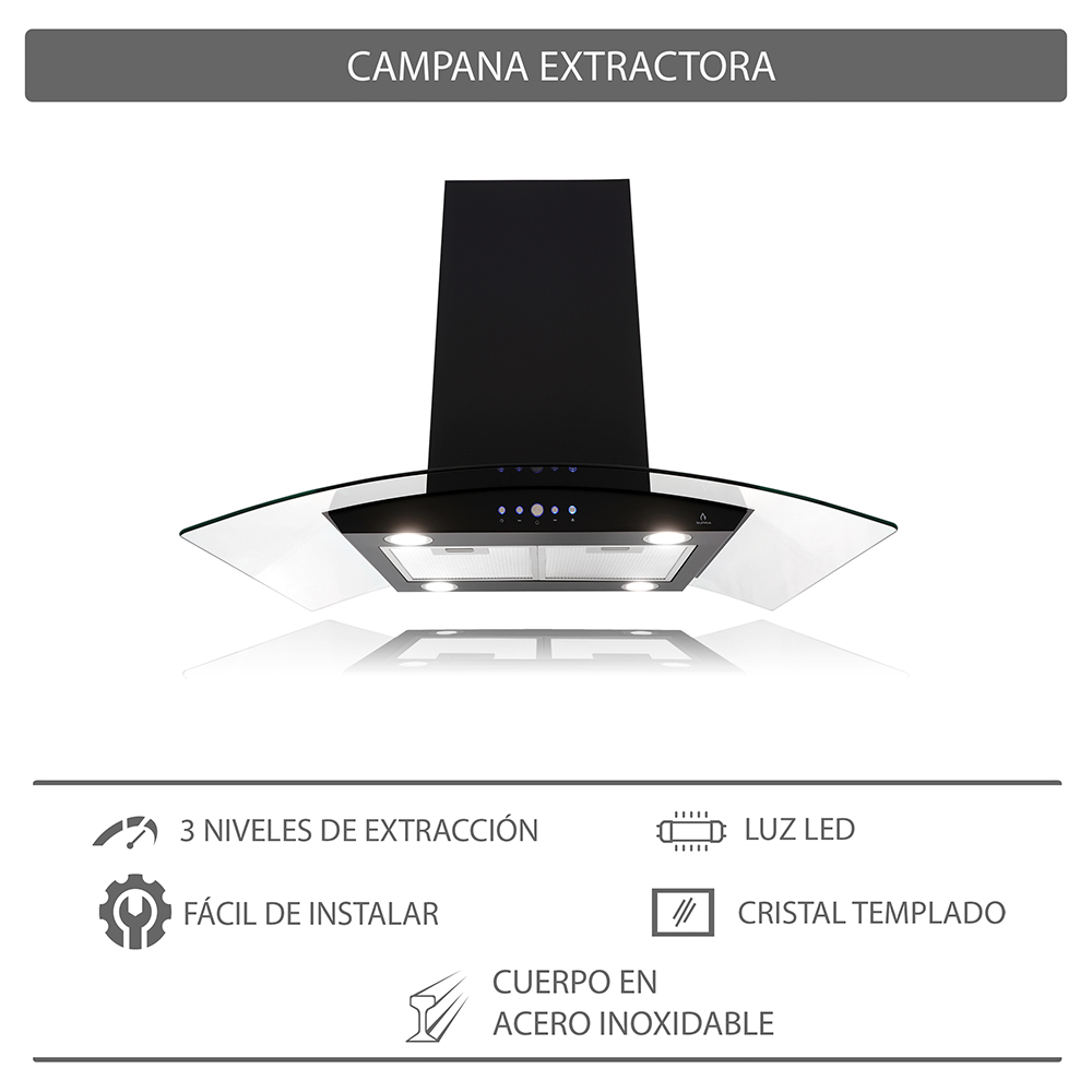 Foto 4 | Campana de Isla CI-76-Black y Parrilla de Inducción Supra Teramo