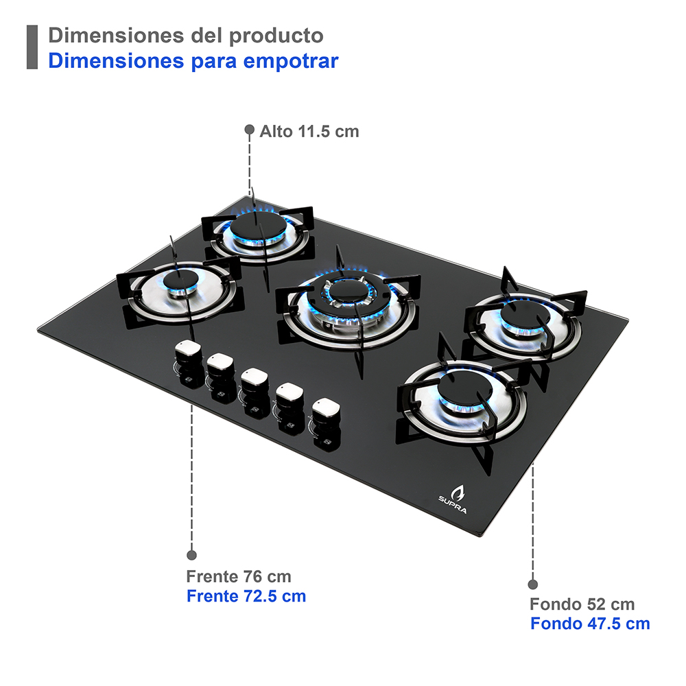 Foto 3 | Campana de Isla CI-76-BLACK y Parrilla de Gas Brioni Supra Saccarello