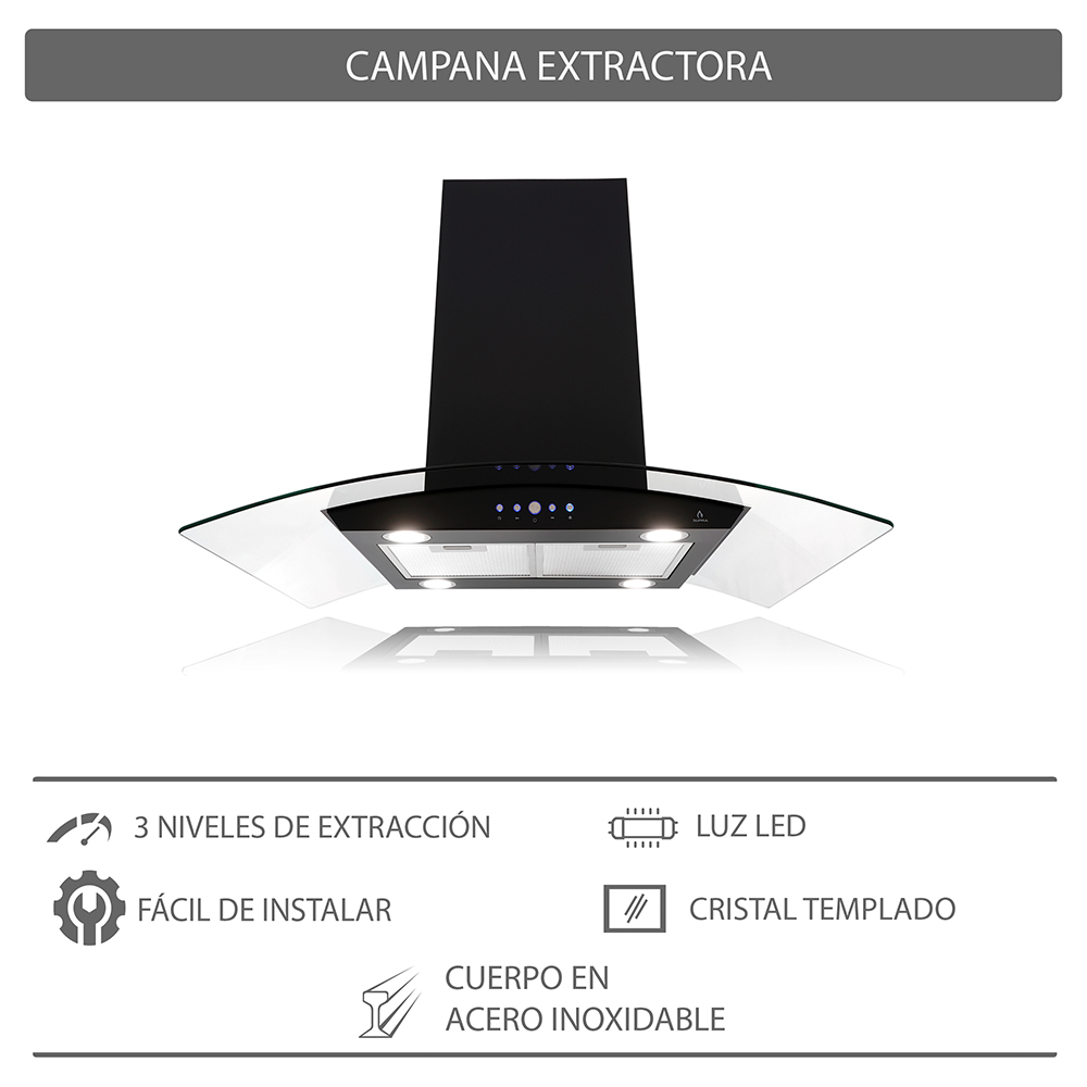 Foto 4 | Campana de Isla CI-76-BLACK y Parrilla de Gas Brioni Supra Saccarello