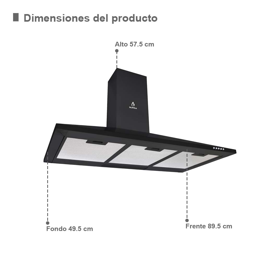 Foto 3 pulgar | Campana de Pared CM-90-BLACK y Parrilla de Gas 5Q-EB-87 Supra Enna color Negro