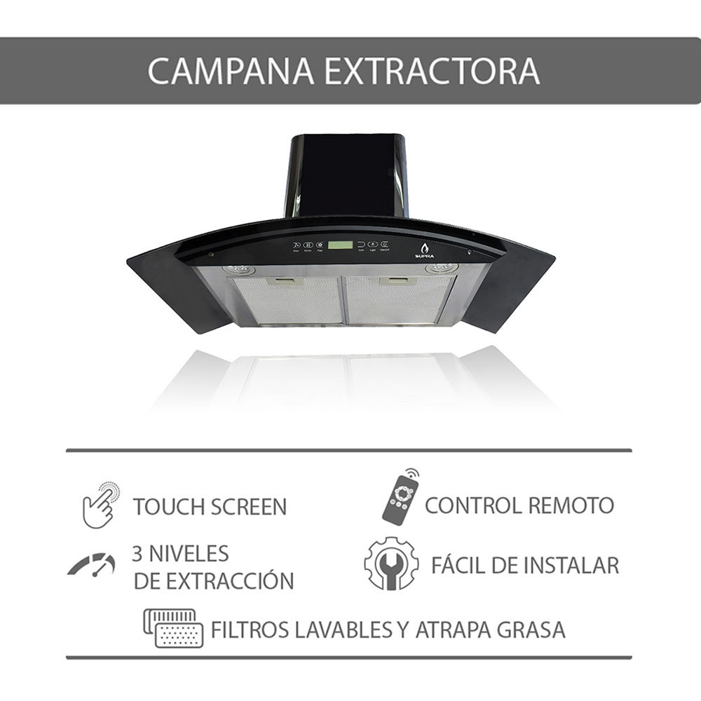 Foto 4 | Campana de Pared Skyfall y Parrilla de Gas 5Q-TG-87 Supra Varenna color Negro