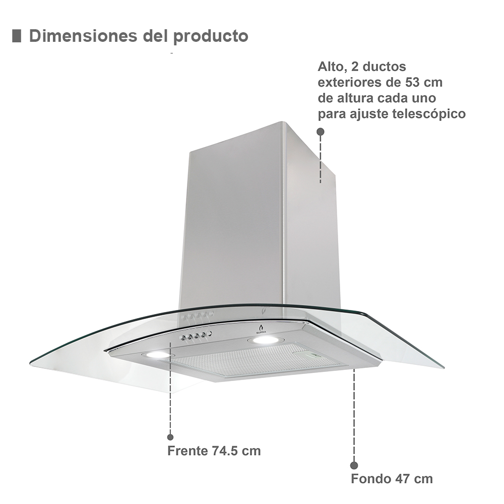 Foto 3 pulgar | Campana de Pared CC-76 y Parrilla de Gas 5Q-PS-76 Supra Potenza color Gris