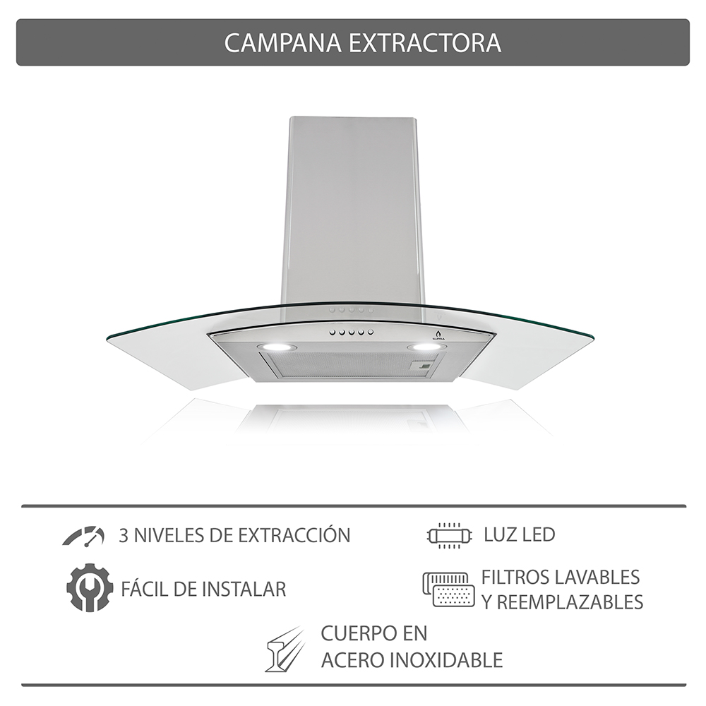 Foto 4 | Campana de Pared CC-76 y Parrilla de Gas 5Q-PS-76 Supra Potenza color Gris