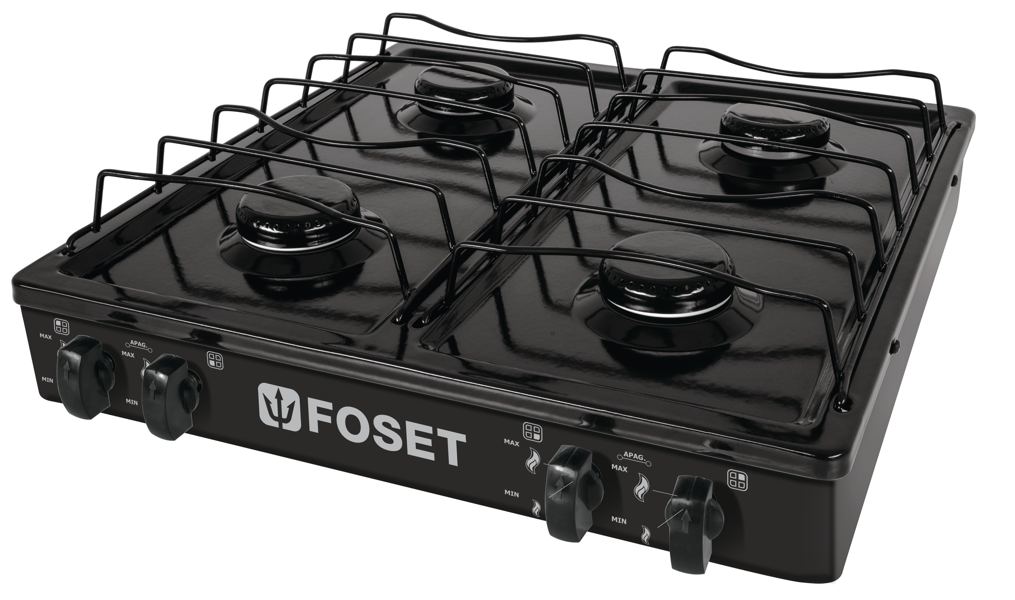 Parrilla de Gas de Sobreponer 4 Quemadores Foset color Negro $2,170